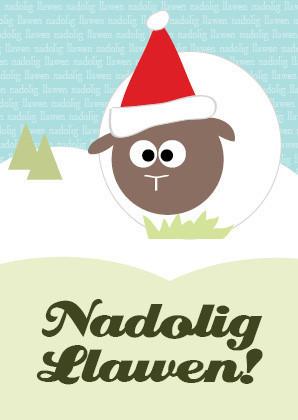 Christmas card 'Nadolig Llawen' - sheep