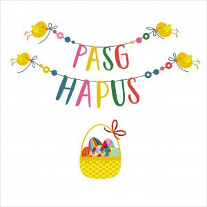 Welsh Easter Pasg Hapus With Bunny Holding A Flower In Its Mouth Card - View #8