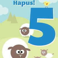 Birthday card 'Penblwydd Hapus 5' sheep