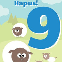 Birthday card 'Penblwydd Hapus 9' sheep