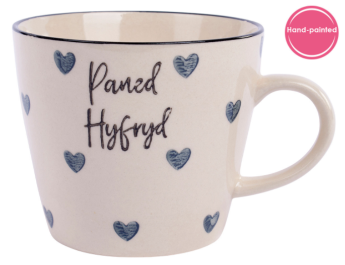 Heart mug 'Paned Hyfryd'