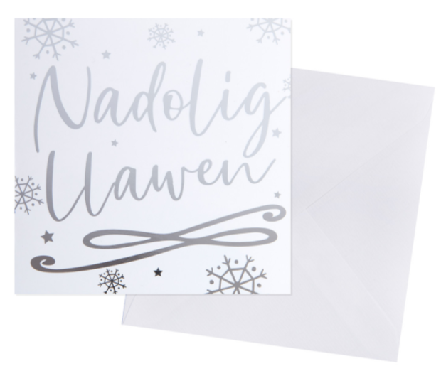 Christmas card 'Nadolig Llawen' silver