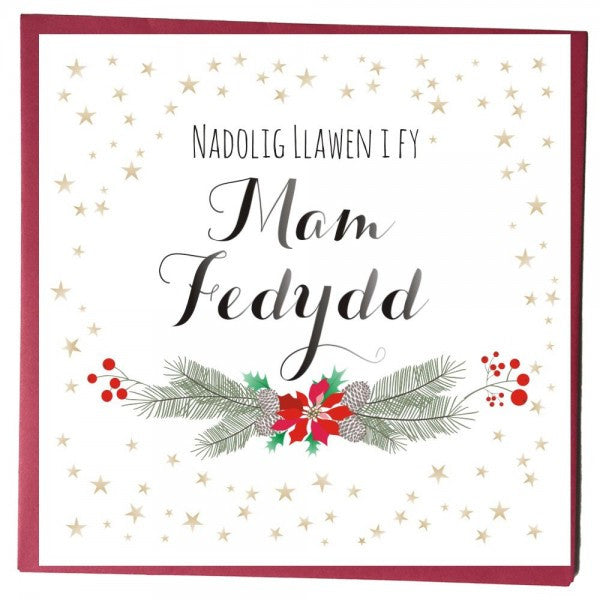 Christmas card 'Nadolig Llawen i fy Mam Fedydd' Godmother