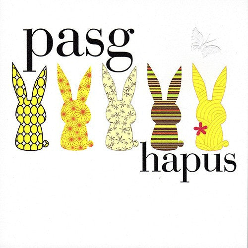 Easter card 'Pasg Hapus' bunnies