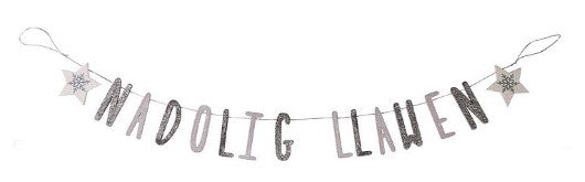 Nadolig Llawen Christmas wooden bunting - silver